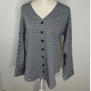 Vici Dolls Entro Blue and White Striped Shirt Womens size Small layering shirt